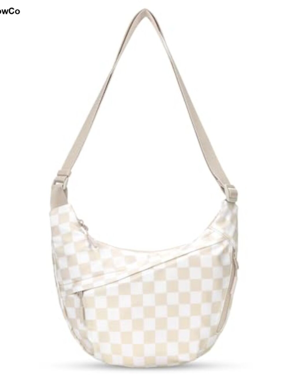 Nylon Crescent Crossbody Bag Women Slouchy Hobo Purse Checkered Travel Bag